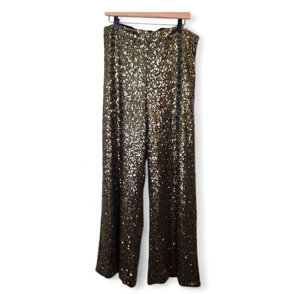 Banana Republic pants womens Large Sequin Wide-leg pull-on high-rise NWT - Picture 1 of 8